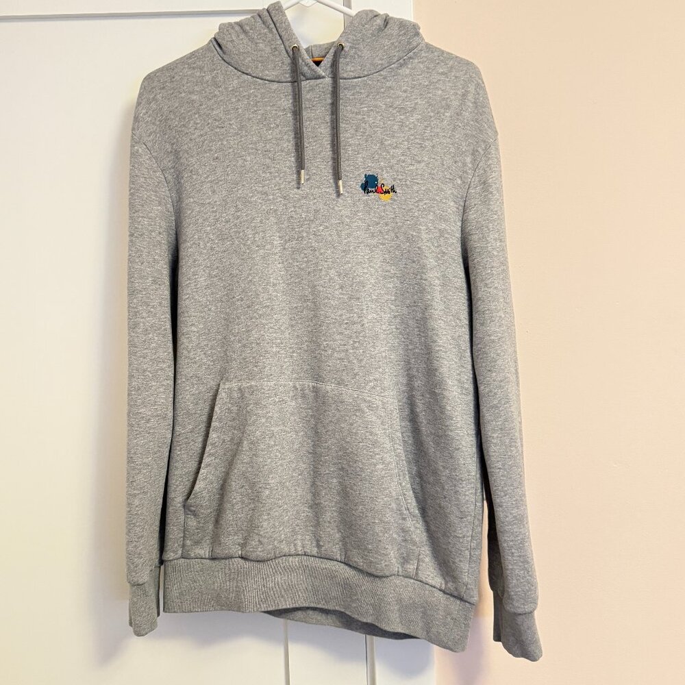 Paul Smith Hoodie Gray Kangaroo Pocket Colorful Splash Paint Print Size S